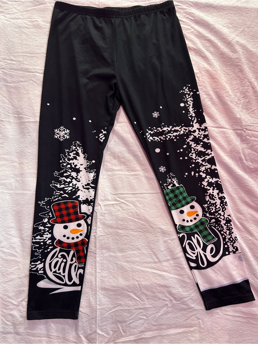Women’s Black Snowman Print Leggings - Holiday Winter Design